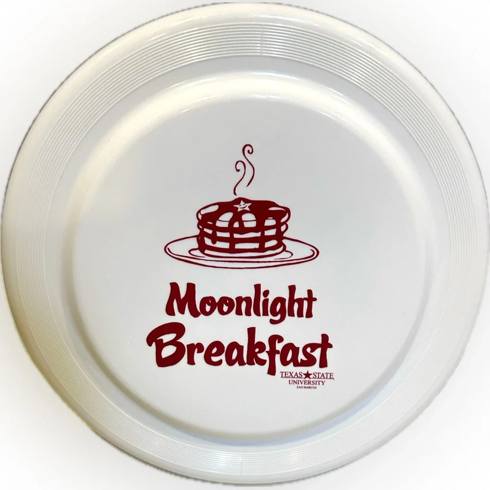 RARE TEXAS STATE UNIVERSITY FRISBEE SPORT DISC MOONLIGHT BREAKFAST SAN MARCOS 9”